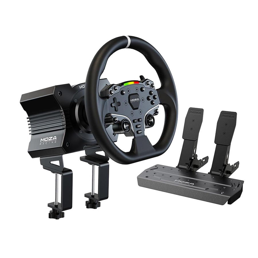 MOZA R3 Bundle complete set — wheel base, CS steering wheel, SR-P pedals